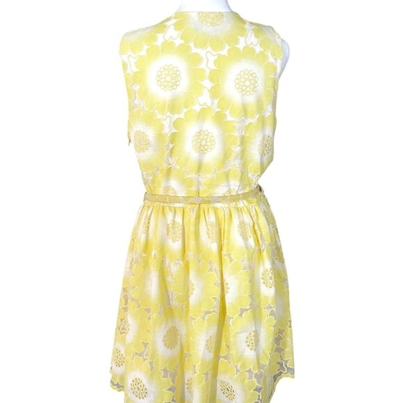 Modcloth Yumi Yellow Floral Lace Belted Sleeveless Summer Dress - Picture 8 of 11